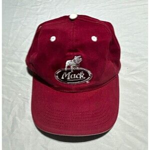 Vintage Mack Trucks Bulldog Embroidered Maroon Red Baseball Cap Strapback OSFM